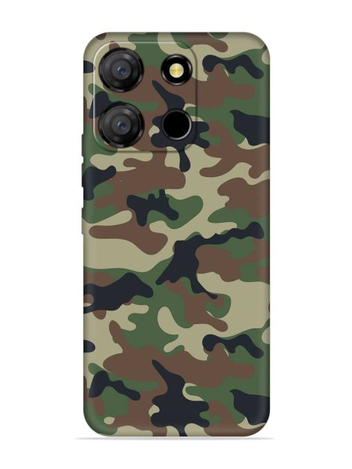 Army Military Camouflage Dark Green Embossed Soft Silicone Case for Itel A60 Zapvi