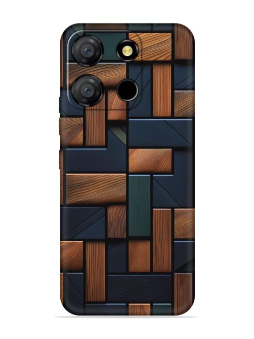 Wooden Background Cubes Embossed Soft Silicone Case for Itel A60 Zapvi