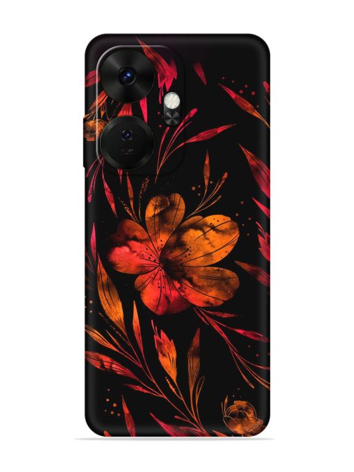 Red Flower Painting Embossed Soft Silicone Case for Itel P55 Plus Zapvi