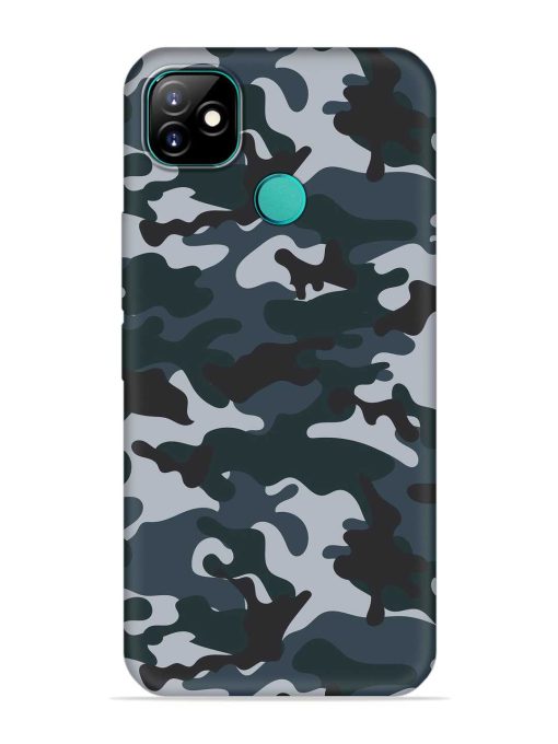 Dark Blue Army Military Art Embossed Soft Silicone Case for Itel Vision 1 Zapvi