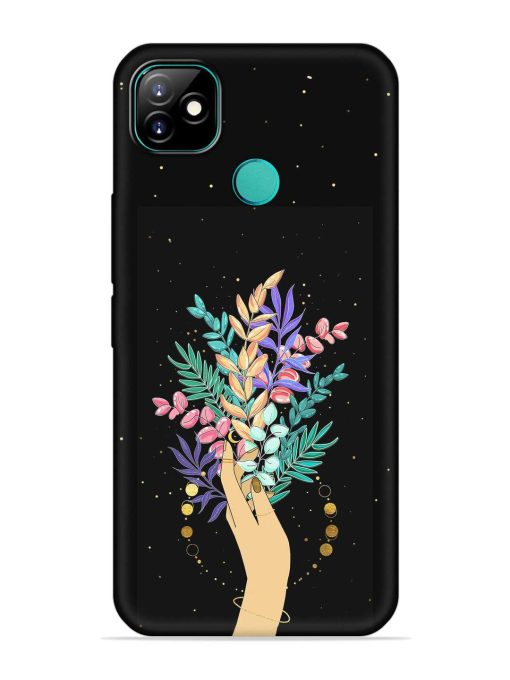 Flower On Hand Embossed Soft Silicone Case for Itel Vision 1 Zapvi