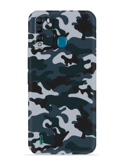 Dark Blue Army Military Art Embossed Soft Silicone Case for Itel Vision 1 Pro