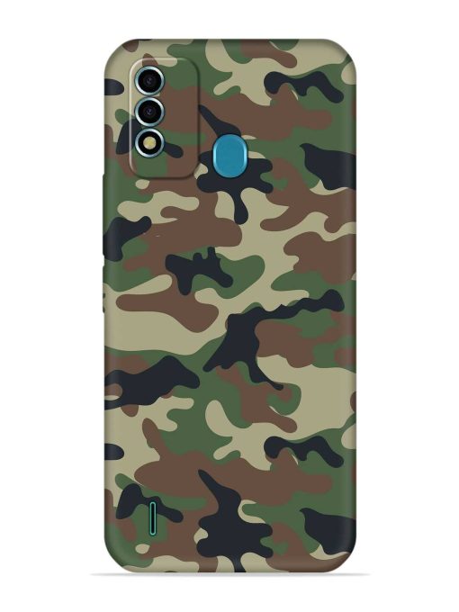 Army Military Camouflage Dark Green Embossed Soft Silicone Case for Itel Vision 2S Zapvi