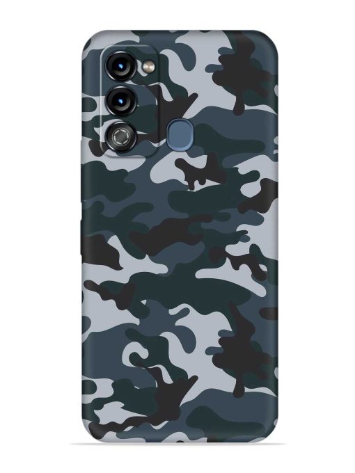 Dark Blue Army Military Art Embossed Soft Silicone Case for Itel Vision 3 Zapvi