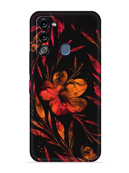 Red Flower Painting Embossed Soft Silicone Case for Itel Vision 3 Zapvi