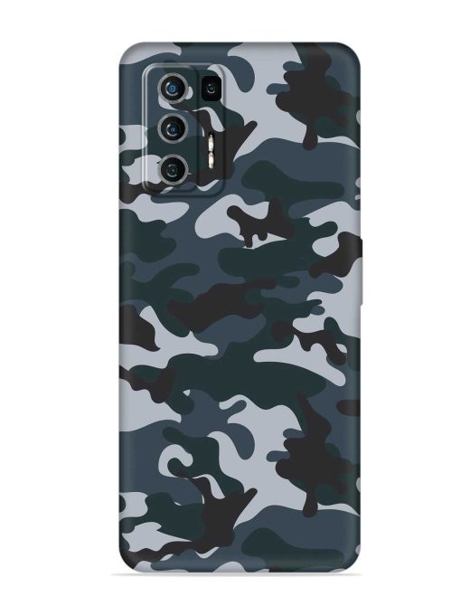 Dark Blue Army Military Art Embossed Soft Silicone Case for Lava Agni (5G) Zapvi