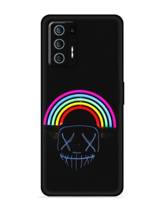 Mask Rainbow Embossed Soft Silicone Case for Lava Agni (5G)