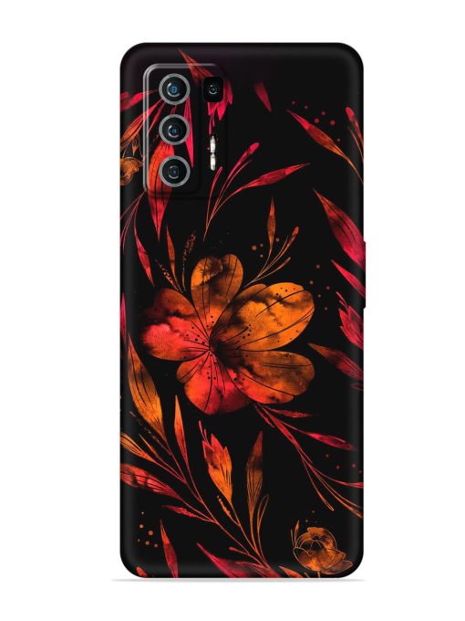 Red Flower Painting Embossed Soft Silicone Case for Lava Agni (5G)