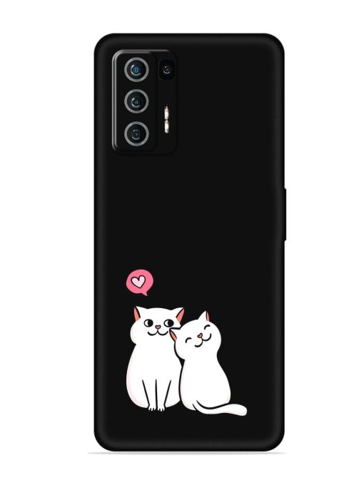 Cute Loving Cats Embossed Soft Silicone Case for Lava Agni (5G) Zapvi