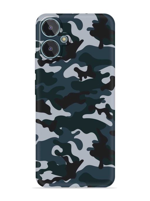 Dark Blue Army Military Art Embossed Soft Silicone Case for Lava Blaze 2 Zapvi