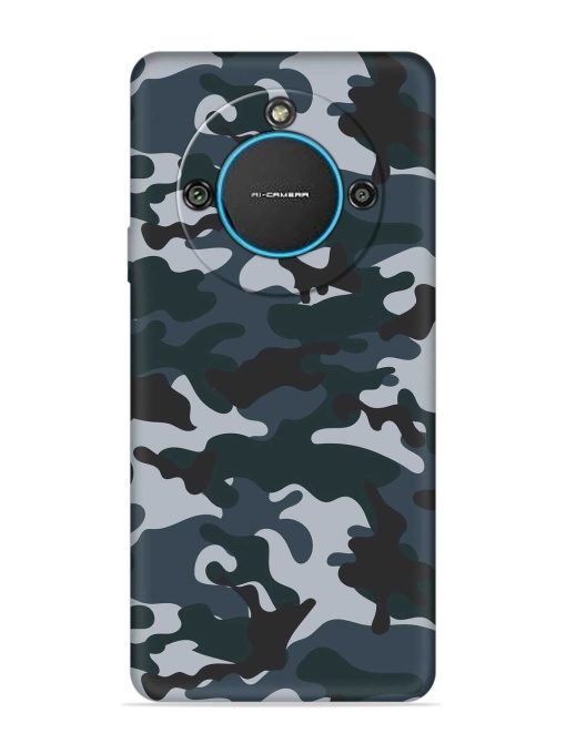 Dark Blue Army Military Art Embossed Soft Silicone Case for Lava Blaze 2 (5G) Zapvi