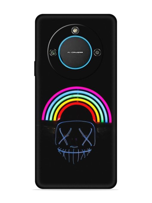 Mask Rainbow Embossed Soft Silicone Case for Lava Blaze 2 (5G) Zapvi