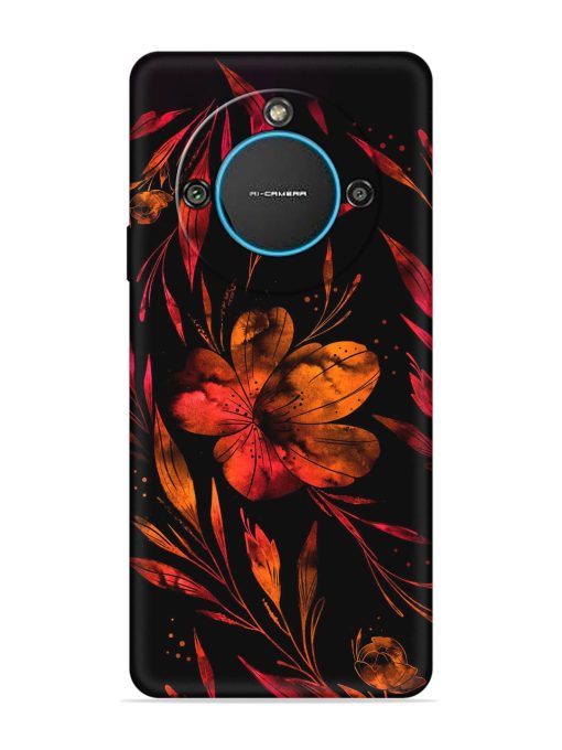 Red Flower Painting Embossed Soft Silicone Case for Lava Blaze 2 (5G)