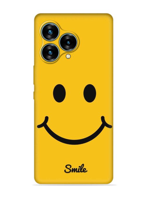 Yellow Smiley Embossed Soft Silicone Case for Lava Blaze Curve (5G) Zapvi