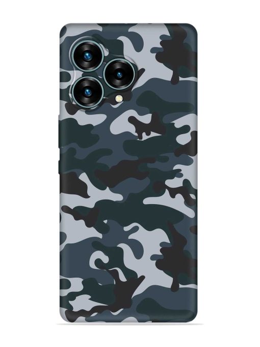 Dark Blue Army Military Art Embossed Soft Silicone Case for Lava Blaze Curve (5G) Zapvi