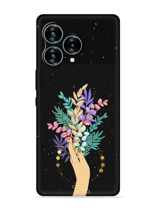 Flower On Hand Embossed Soft Silicone Case for Lava Blaze Curve (5G) Zapvi