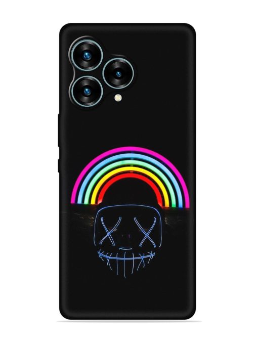 Mask Rainbow Embossed Soft Silicone Case for Lava Blaze Curve (5G) Zapvi