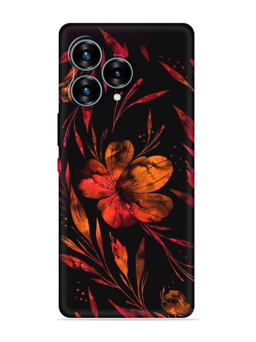 Red Flower Painting Embossed Soft Silicone Case for Lava Blaze Curve (5G) Zapvi