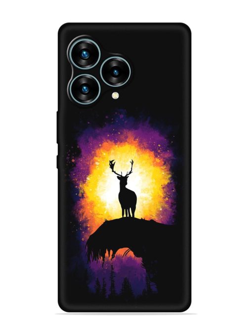 Elk Animal Art Embossed Soft Silicone Case for Lava Blaze Curve (5G) Zapvi