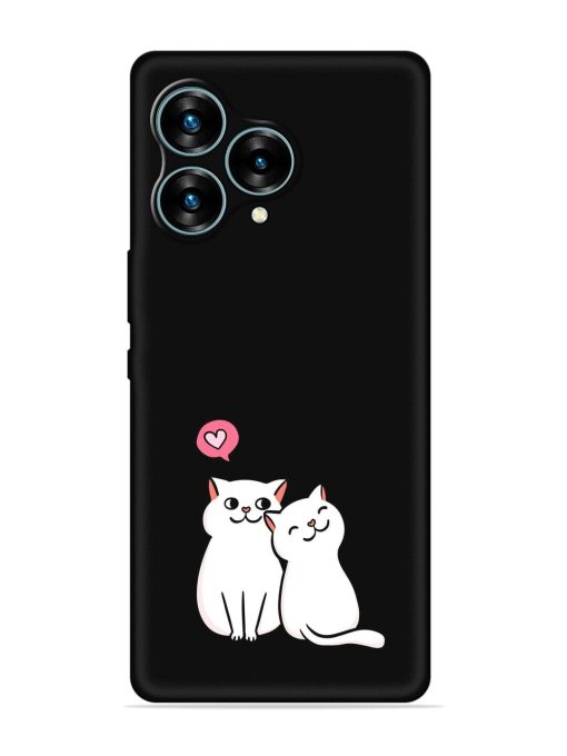 Cute Loving Cats Embossed Soft Silicone Case for Lava Blaze Curve (5G)