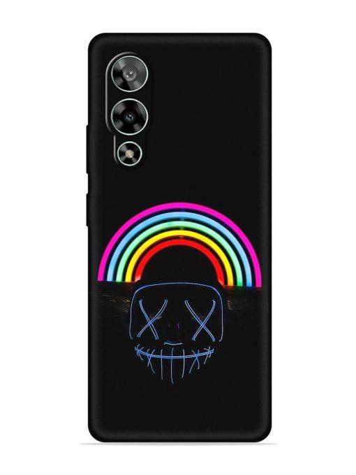 Mask Rainbow Embossed Soft Silicone Case for Lava Storm (5G)