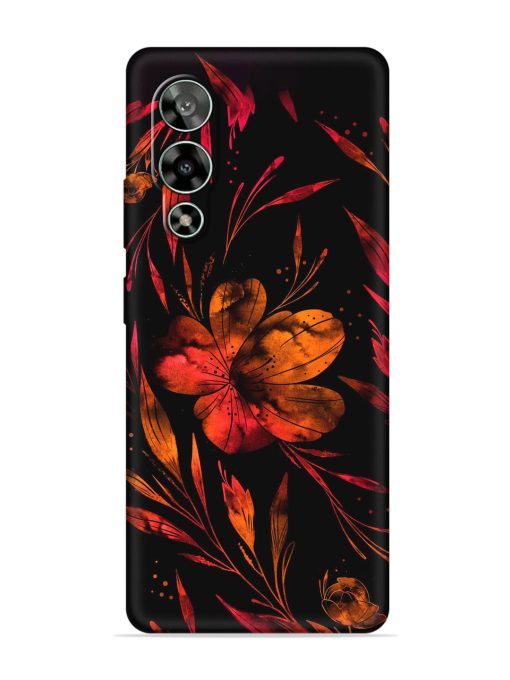 Red Flower Painting Embossed Soft Silicone Case for Lava Storm (5G) Zapvi