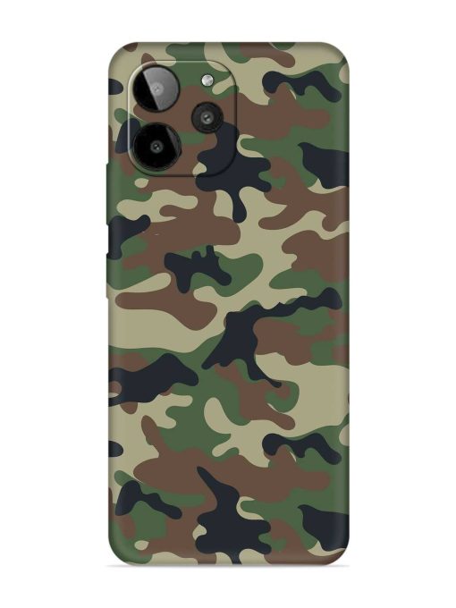 Army Military Camouflage Dark Green Embossed Soft Silicone Case for Lava Yuva 2 Pro Zapvi