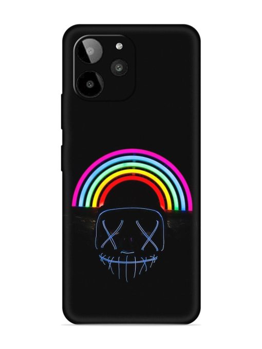 Mask Rainbow Embossed Soft Silicone Case for Lava Yuva 2 Pro Zapvi