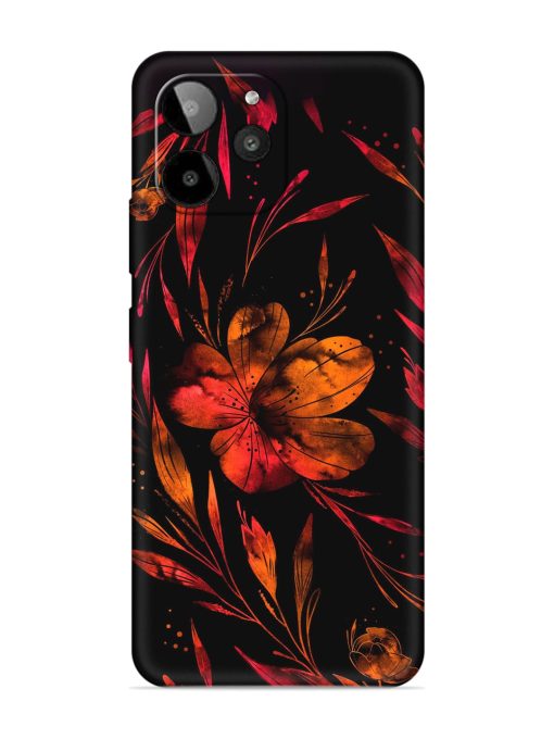 Red Flower Painting Embossed Soft Silicone Case for Lava Yuva 2 Pro Zapvi