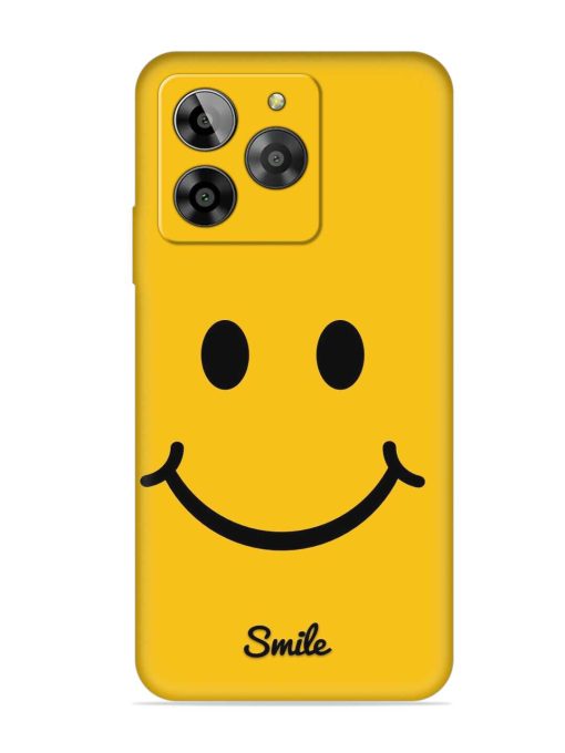 Yellow Smiley Embossed Soft Silicone Case for Lava Yuva 3 Zapvi