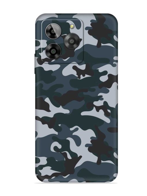 Dark Blue Army Military Art Embossed Soft Silicone Case for Lava Yuva 3 Zapvi