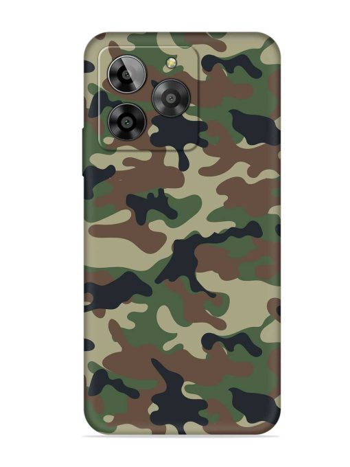 Army Military Camouflage Dark Green Embossed Soft Silicone Case for Lava Yuva 3 Zapvi