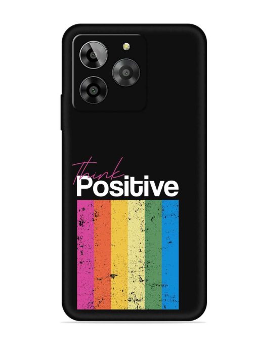 Think Positive Typography Embossed Soft Silicone Case for Lava Yuva 3 Zapvi