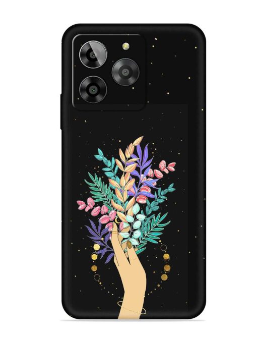 Flower On Hand Embossed Soft Silicone Case for Lava Yuva 3 Zapvi