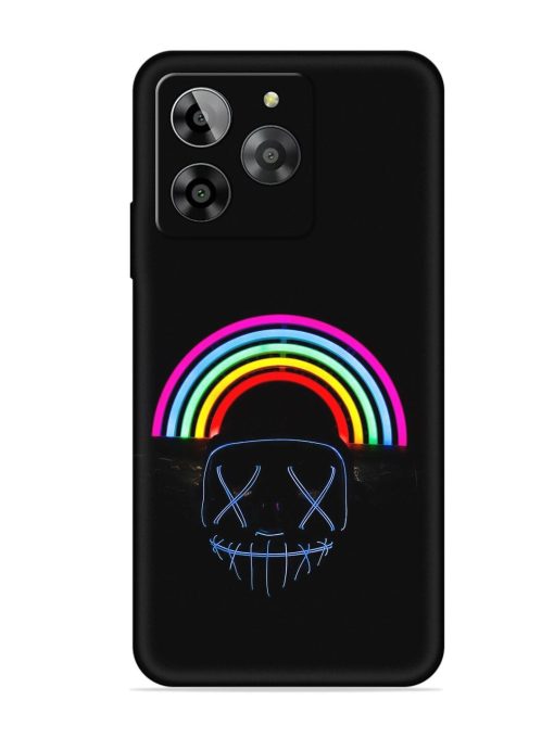 Mask Rainbow Embossed Soft Silicone Case for Lava Yuva 3