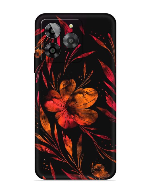 Red Flower Painting Embossed Soft Silicone Case for Lava Yuva 3 Zapvi