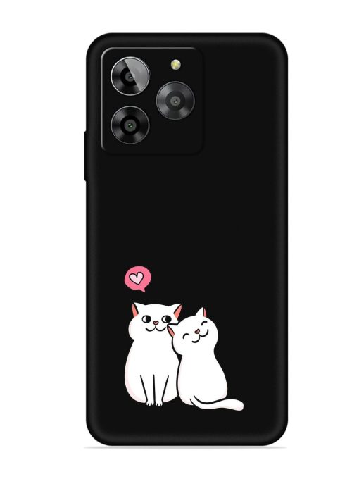 Cute Loving Cats Embossed Soft Silicone Case for Lava Yuva 3 Zapvi