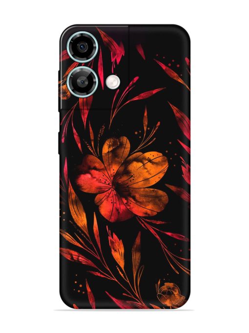 Red Flower Painting Embossed Soft Silicone Case for Lava Yuva 3 Pro Zapvi