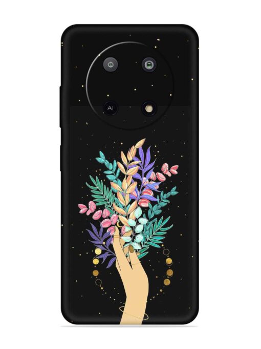 Flower On Hand Embossed Soft Silicone Case for Lava Yuva (5G) Zapvi