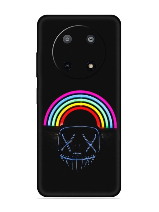 Mask Rainbow Embossed Soft Silicone Case for Lava Yuva (5G)