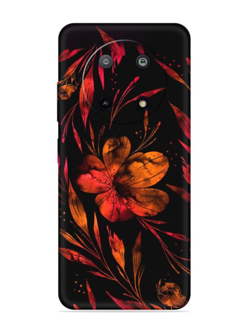 Red Flower Painting Embossed Soft Silicone Case for Lava Yuva (5G)