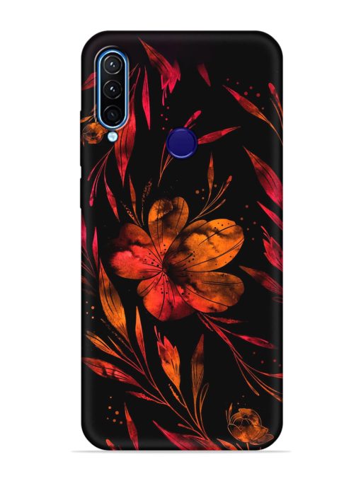 Red Flower Painting Embossed Soft Silicone Case for Lenovo K10 Plus Zapvi