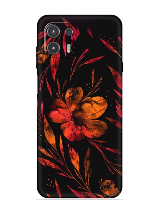 Red Flower Painting Embossed Soft Silicone Case for Motorola Edge 20 Fusion Zapvi