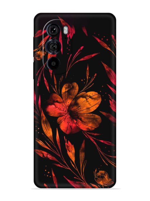 Red Flower Painting Embossed Soft Silicone Case for Motorola Edge 30 Pro Zapvi