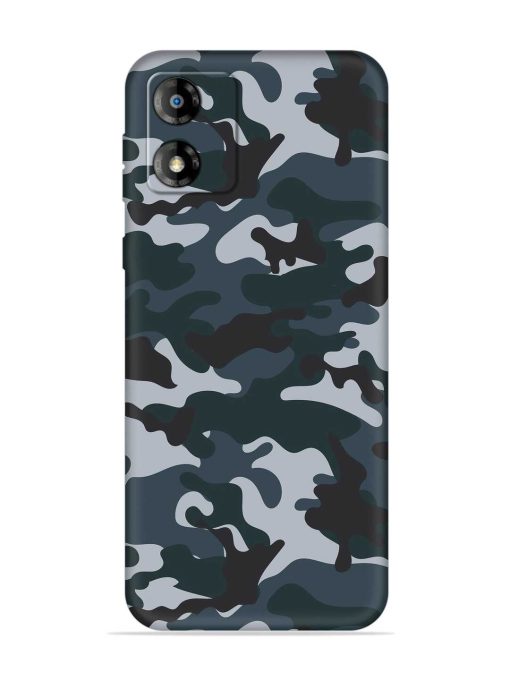 Dark Blue Army Military Art Embossed Soft Silicone Case for Motorola Moto E13 Zapvi