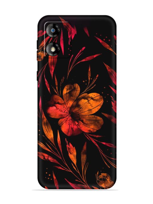 Red Flower Painting Embossed Soft Silicone Case for Motorola Moto E13