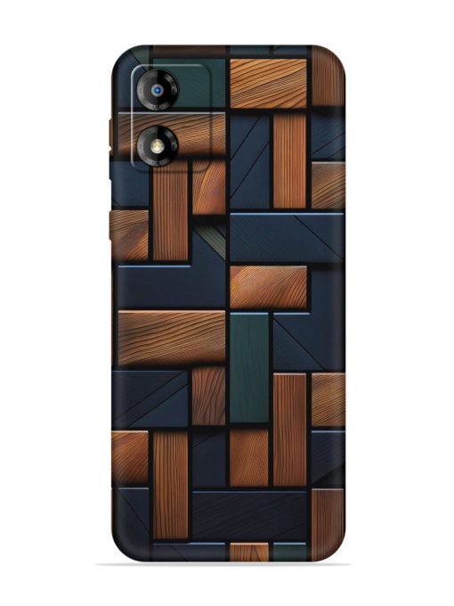 Wooden Background Cubes Embossed Soft Silicone Case for Motorola Moto E13