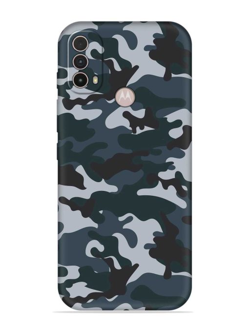 Dark Blue Army Military Art Embossed Soft Silicone Case for Motorola Moto E40 Zapvi