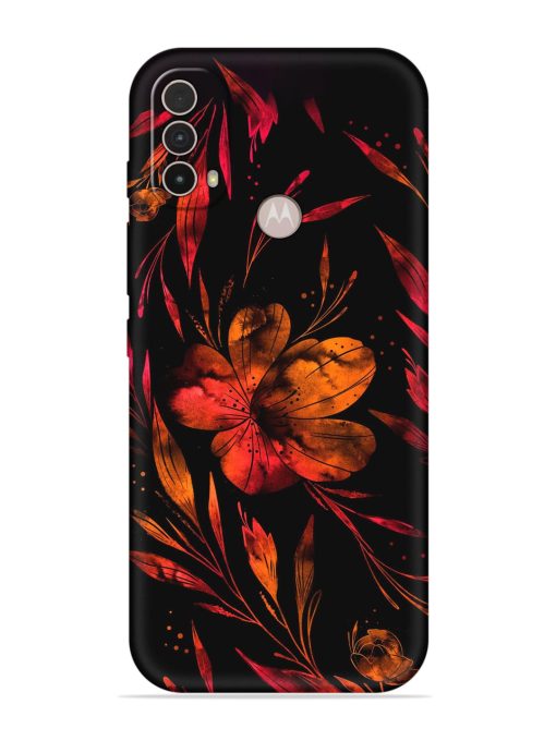 Red Flower Painting Embossed Soft Silicone Case for Motorola Moto E40