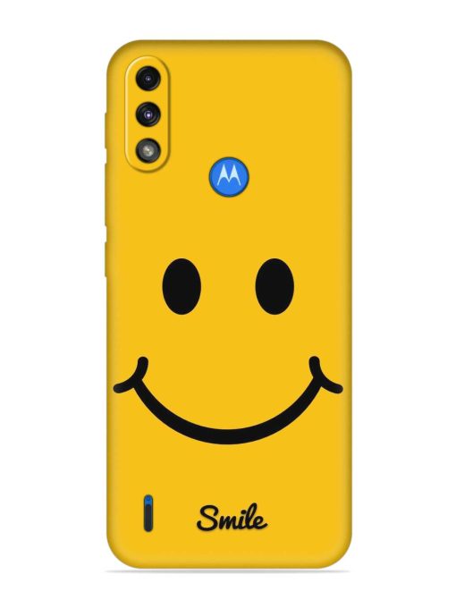 Yellow Smiley Embossed Soft Silicone Case for Motorola Moto E7 Power Zapvi